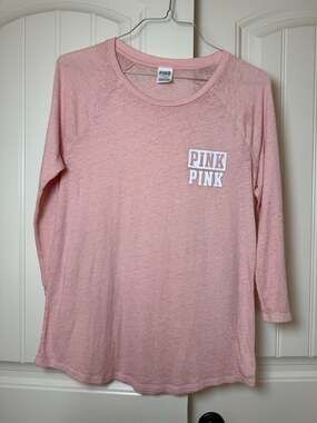 PINK Victoria's Secret Lightweight Slouchy Crew Neck Long Sleeve Top, Size L